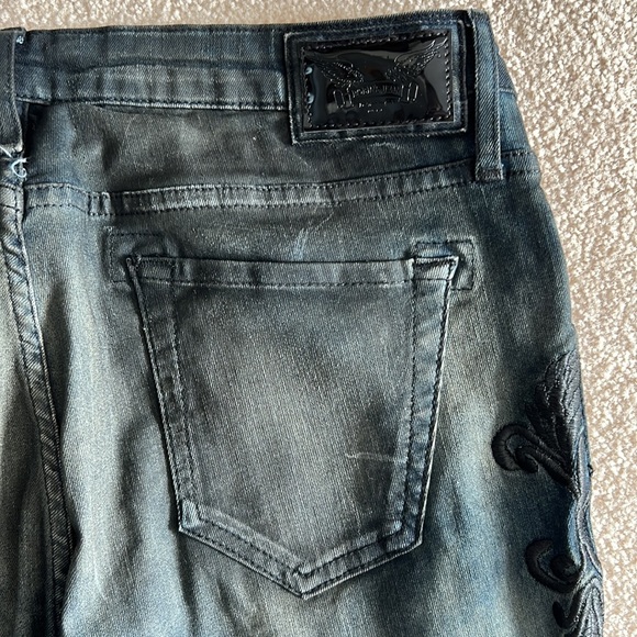 Robin Jeans Gothic Embroidered Skinny Jeans Size 32 - Picture 7 of 14